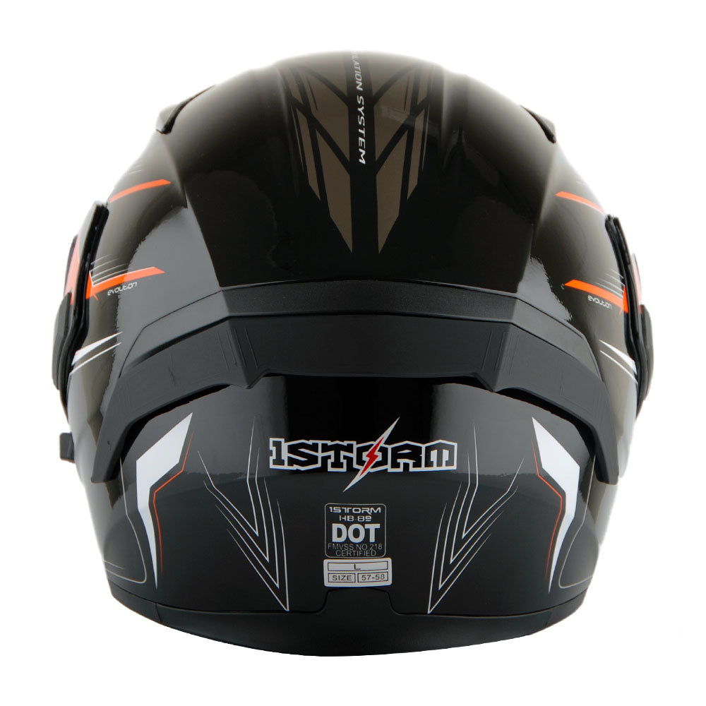 1Storm Motorcycle Modular Full Face Flip up Dual Visor Helmet + Spoiler + Motorcycle Bluetooth Headset: HB89