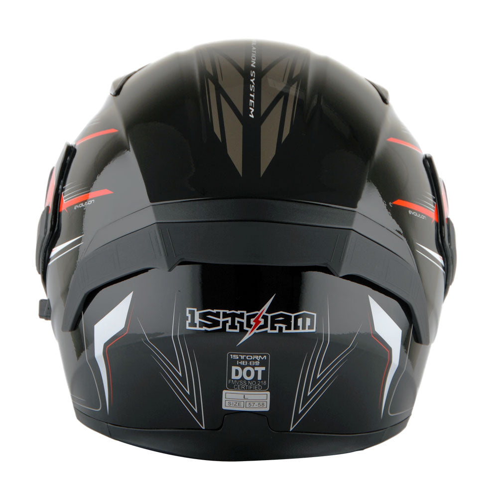 1Storm Motorcycle Modular Full Face Flip up Dual Visor Helmet + Spoiler + Motorcycle Bluetooth Headset: HB89