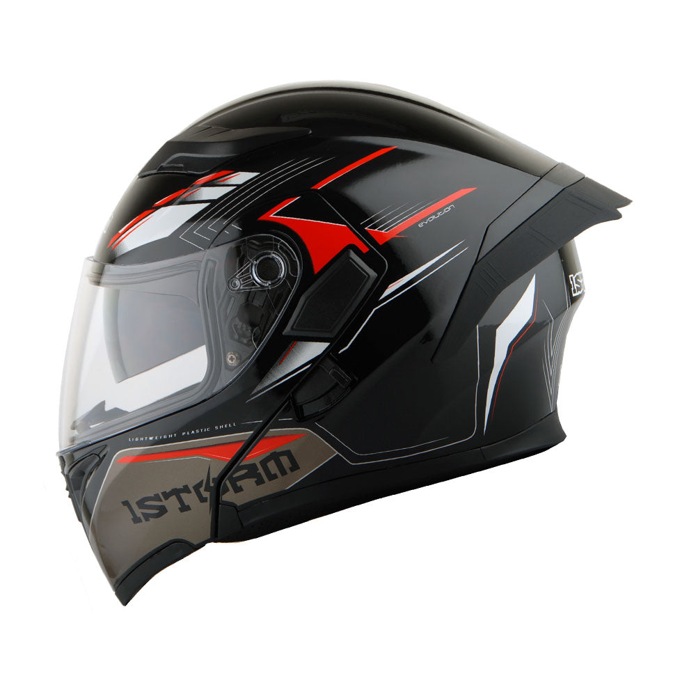 1Storm Motorcycle Modular Full Face Flip up Dual Visor Helmet + Spoiler + Motorcycle Bluetooth Headset: HB89