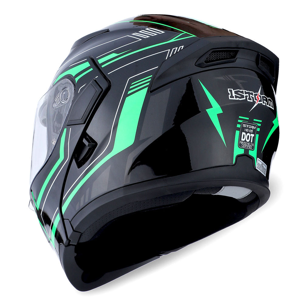 1Storm Motorcycle Modular Full Face Helmet Flip up Dual Visor Helmet: HB89