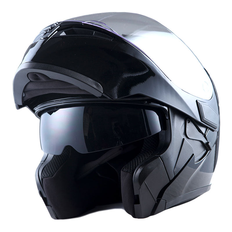 1Storm Motorcycle Modular Full Face Flip up Dual Visor Helmet + Spoiler + Motorcycle Bluetooth Headset: HB89