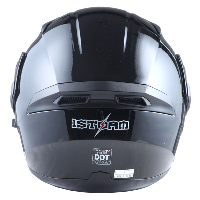 1Storm Motorcycle Modular Full Face Flip up Dual Visor Helmet + Spoiler + Motorcycle Bluetooth Headset: HB89