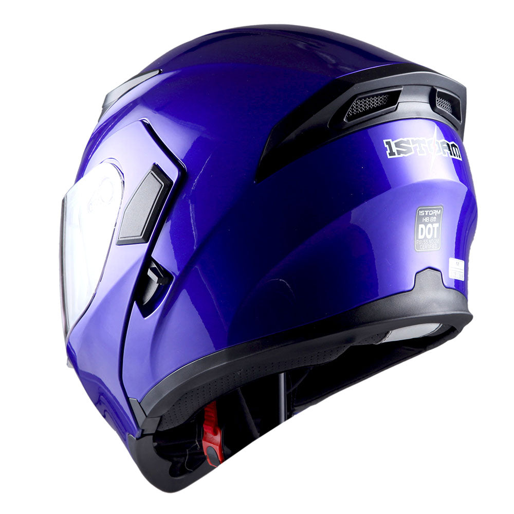 1Storm Motorcycle Modular Full Face Flip up Dual Visor Helmet + Spoiler + Motorcycle Bluetooth Headset: HB89