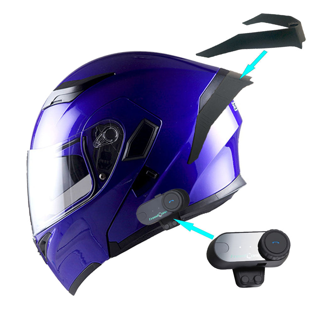 1Storm Motorcycle Modular Full Face Flip up Dual Visor Helmet + Spoiler + Motorcycle Bluetooth Headset: HB89