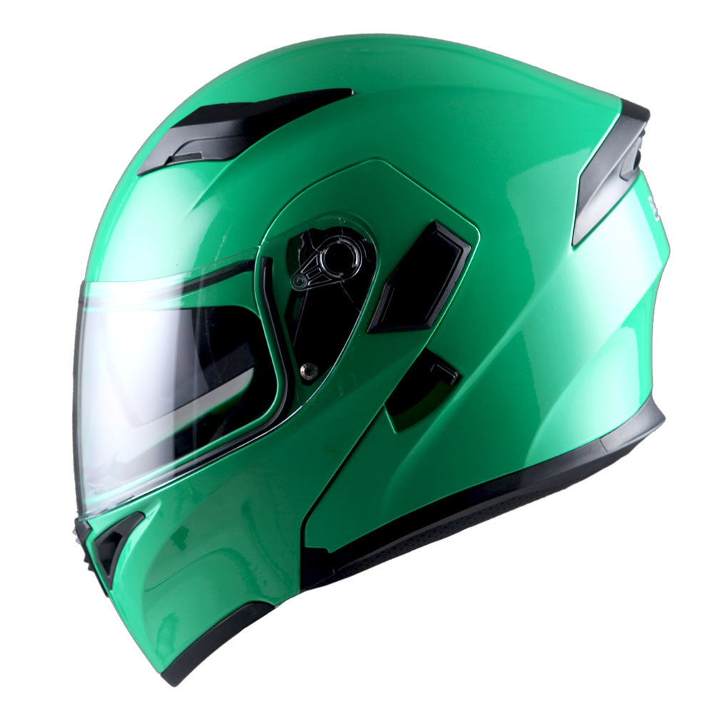 1Storm Motorcycle Modular Full Face Flip up Dual Visor Helmet + Spoiler + Motorcycle Bluetooth Headset: HB89