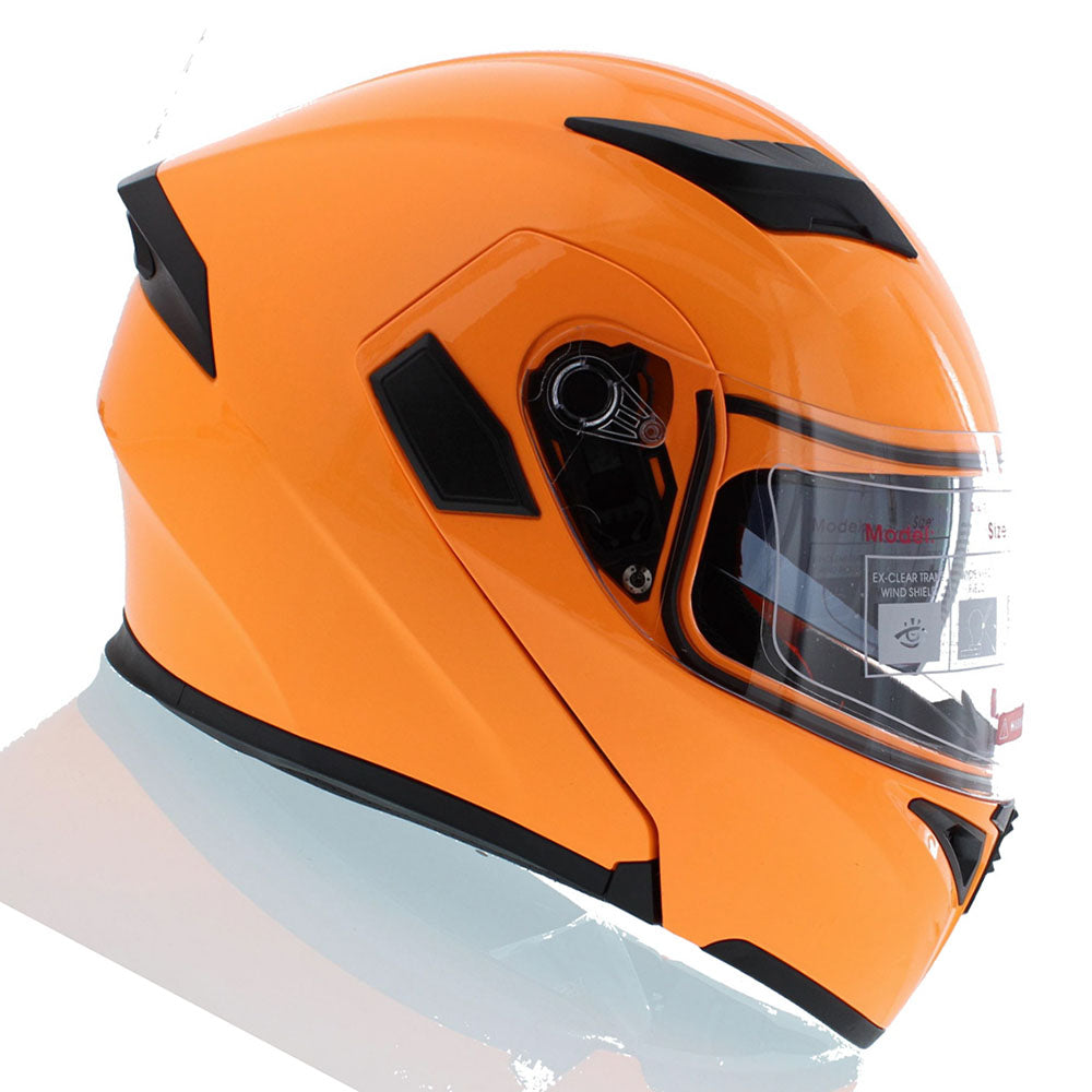 1Storm Motorcycle Modular Full Face Flip up Dual Visor Helmet + Spoiler + Motorcycle Bluetooth Headset: HB89