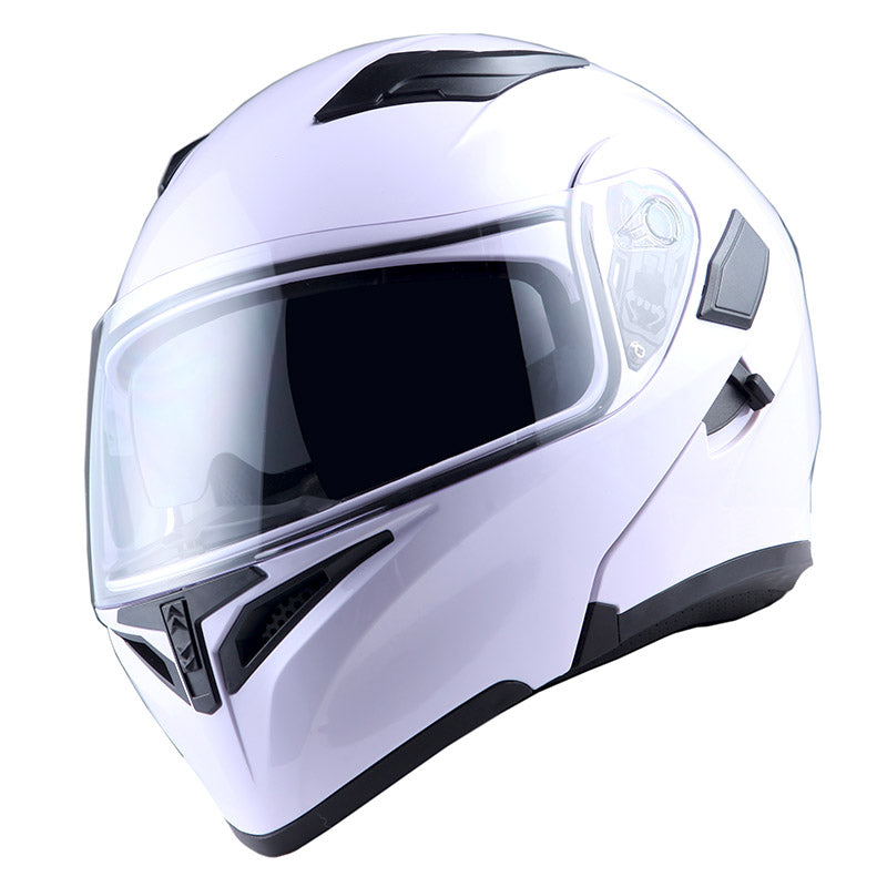 1Storm Motorcycle Modular Full Face Flip up Dual Visor Helmet + Spoiler + Motorcycle Bluetooth Headset: HB89