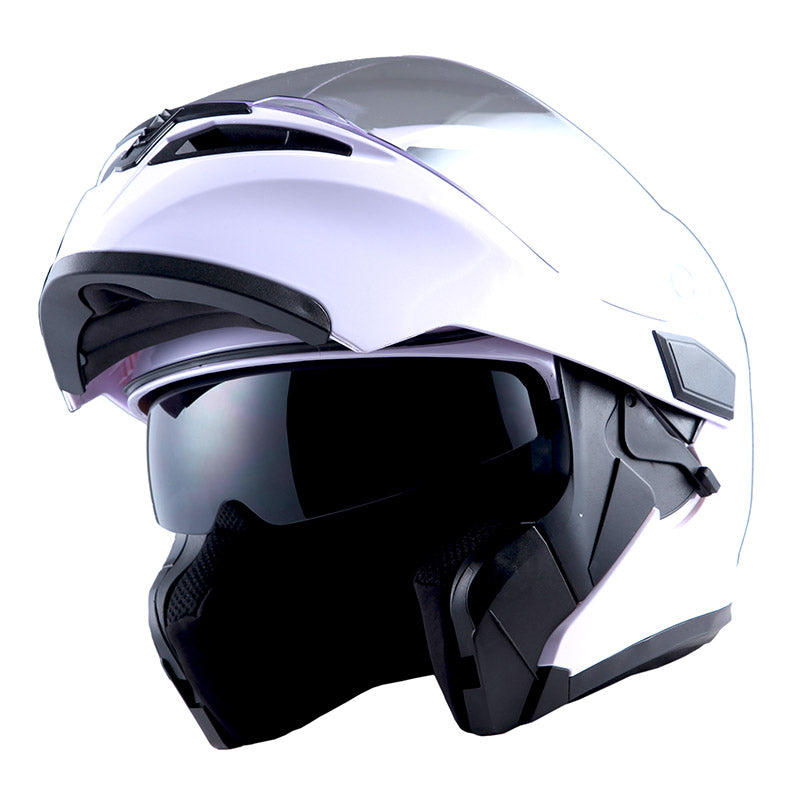 1Storm Motorcycle Modular Full Face Flip up Dual Visor Helmet + Spoiler + Motorcycle Bluetooth Headset: HB89