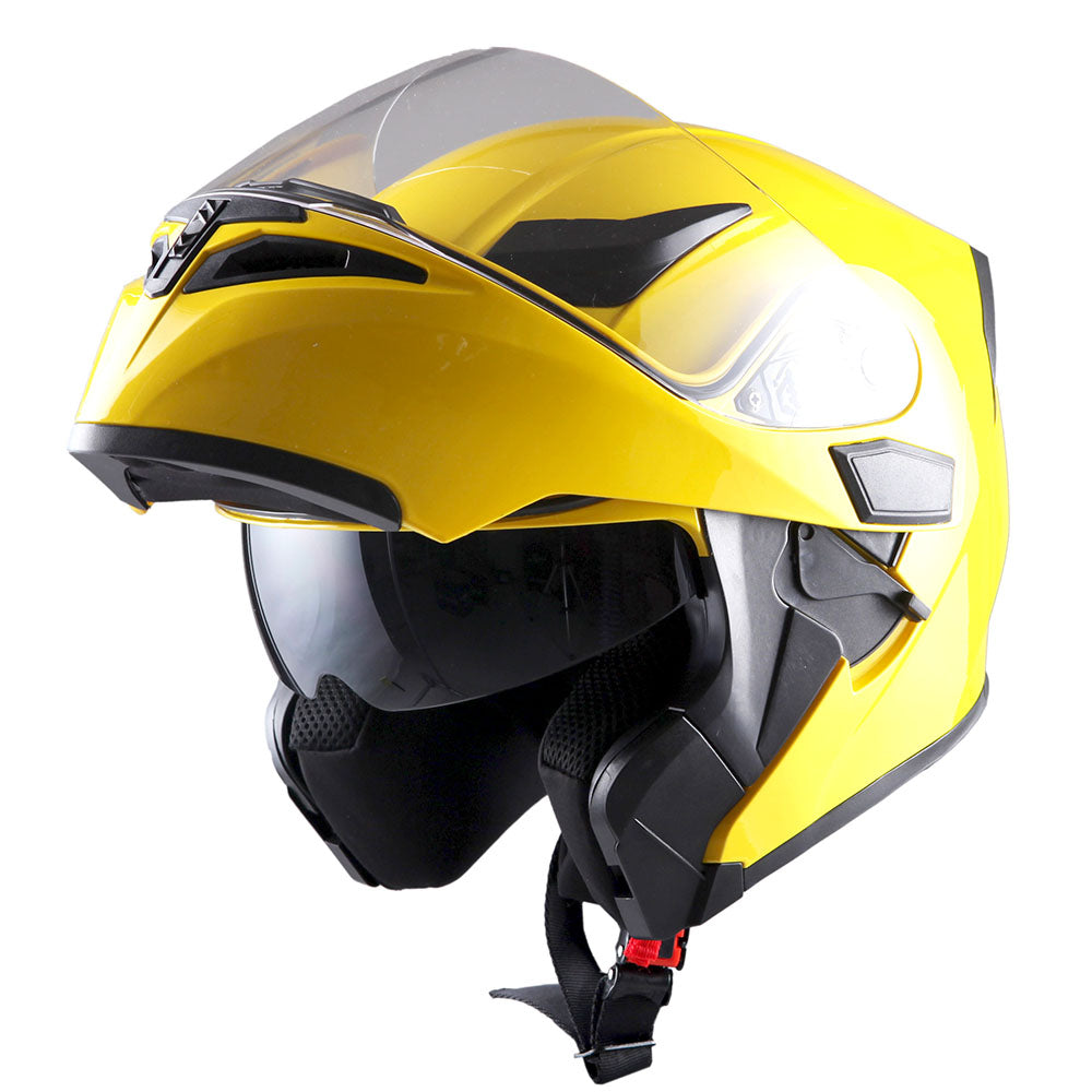 1Storm Motorcycle Modular Full Face Flip up Dual Visor Helmet + Spoiler + Motorcycle Bluetooth Headset: HB89