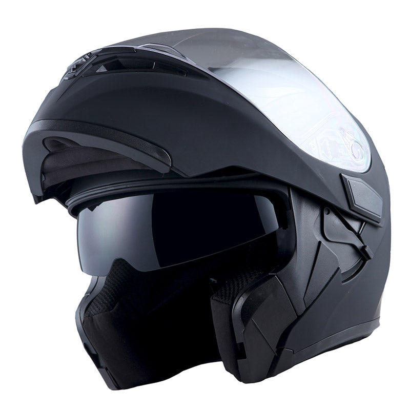 1Storm Motorcycle Modular Full Face Flip up Dual Visor Helmet + Spoiler + Motorcycle Bluetooth Headset: HB89