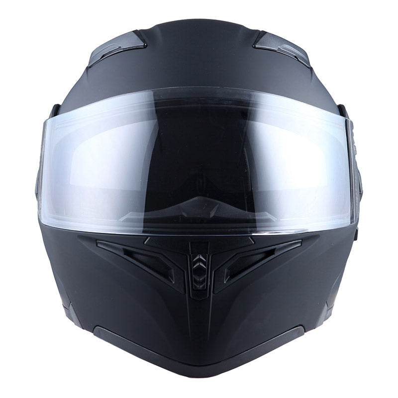 1Storm Motorcycle Modular Full Face Flip up Dual Visor Helmet + Spoiler + Motorcycle Bluetooth Headset: HB89