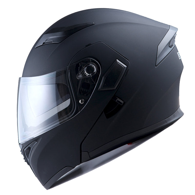 1Storm Motorcycle Modular Full Face Flip up Dual Visor Helmet + Spoiler + Motorcycle Bluetooth Headset: HB89