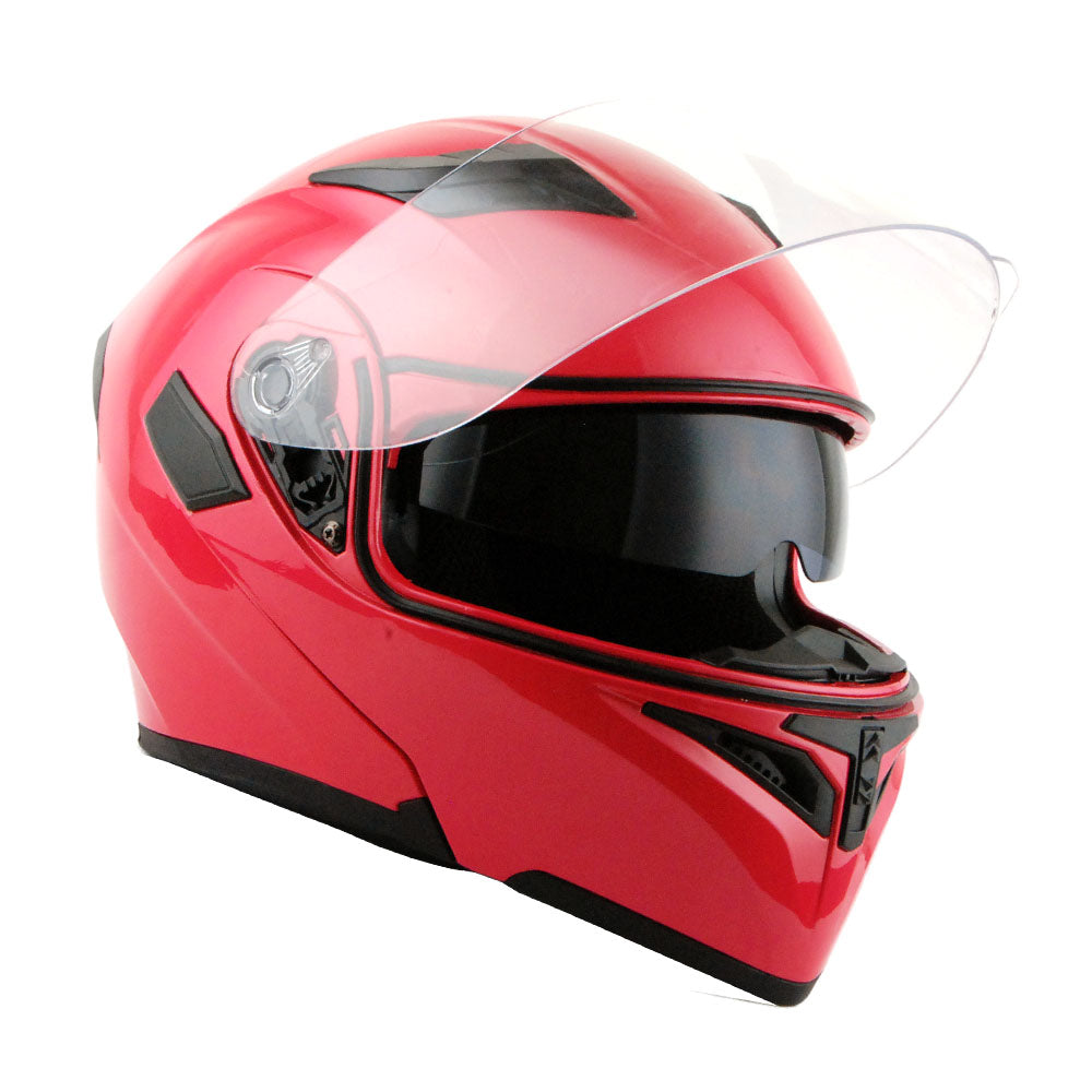 1Storm Motorcycle Modular Full Face Flip up Dual Visor Helmet + Spoiler + Motorcycle Bluetooth Headset: HB89