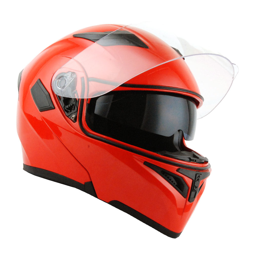 1Storm Motorcycle Modular Full Face Flip up Dual Visor Helmet + Spoiler + Motorcycle Bluetooth Headset: HB89