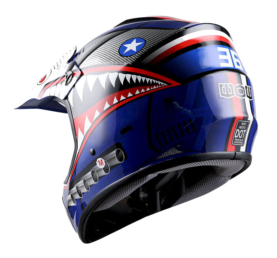 WOW Youth Kids Motocross BMX MX ATV Dirt Bike Helmet Shark: HBOY-K-Shark