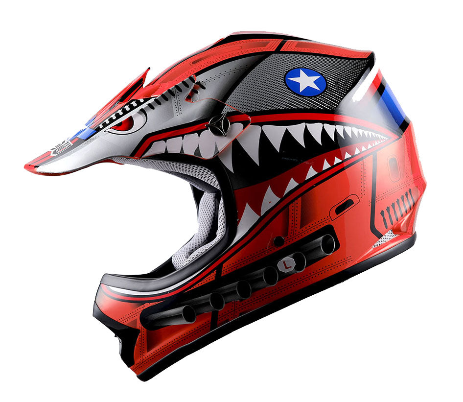 WOW Youth Kids Motocross BMX MX ATV Dirt Bike Helmet Shark: HBOY-K-Shark