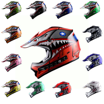 WOW Youth BMX MX ATV Motocross Dirt Bike Close Out Helmet: HBOY-SharkCLS