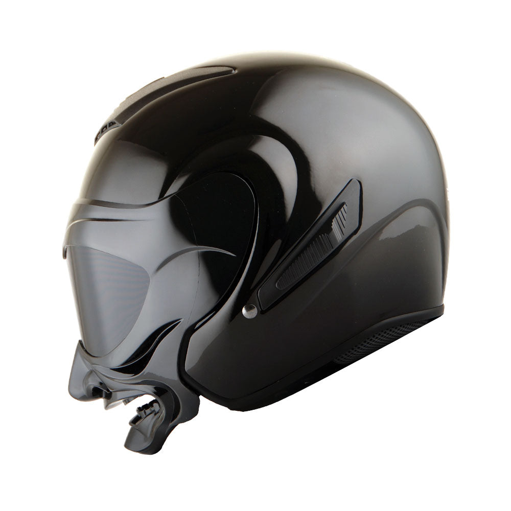 1Storm Motorcycle Open Face Fiber Glass Dual Visor Helmet HB_609 Scooter Classical Knight Bike Samurai + One Extra Clear Shield