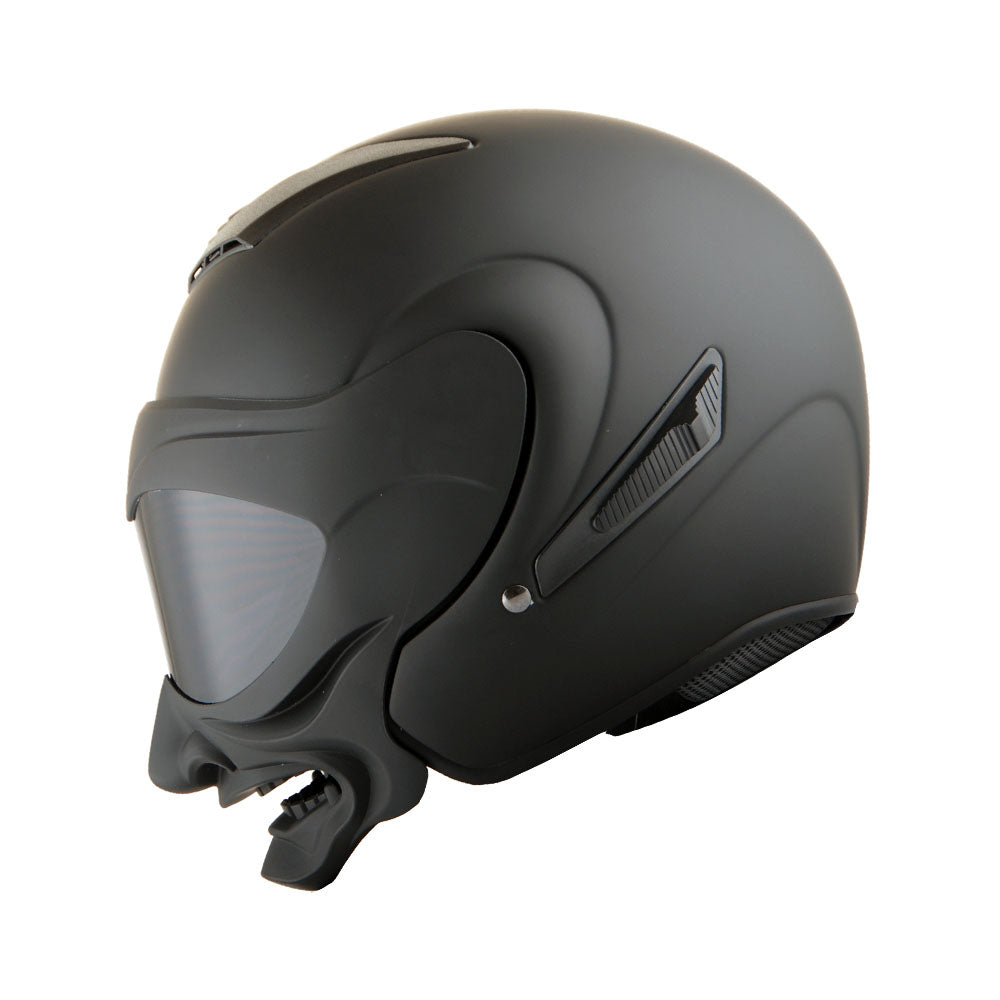 1Storm Motorcycle Open Face Fiber Glass Dual Visor Helmet HB_609 Scooter Classical Knight Bike Samurai + One Extra Clear Shield