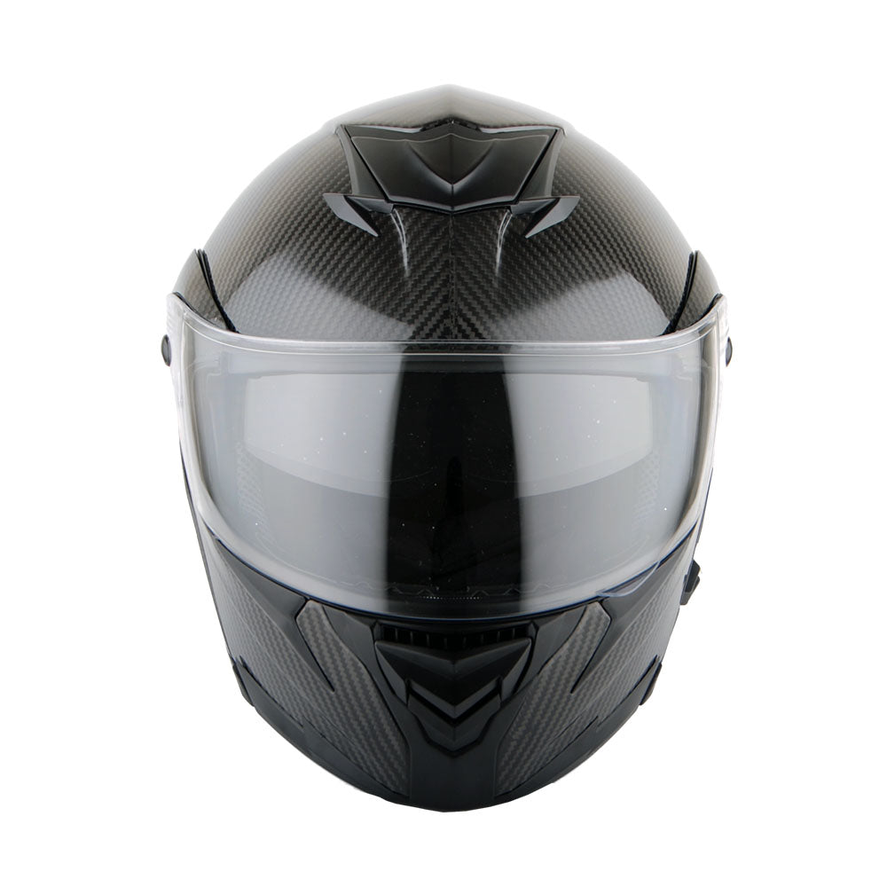 Martian Genuine Real Carbon Fiber Motorcycle Modular Flip up Full Face Helmet + Motorcycle Bluetooth Headset: HB-B1 Glossy Carbon Black