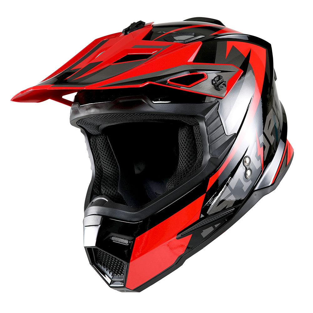 1Storm Youth Motocross Helmet BMX MX Bike Helmet Teenager Racing Style + MX Goggles + MX Skeleton Gloves Bundle: HF801Youth