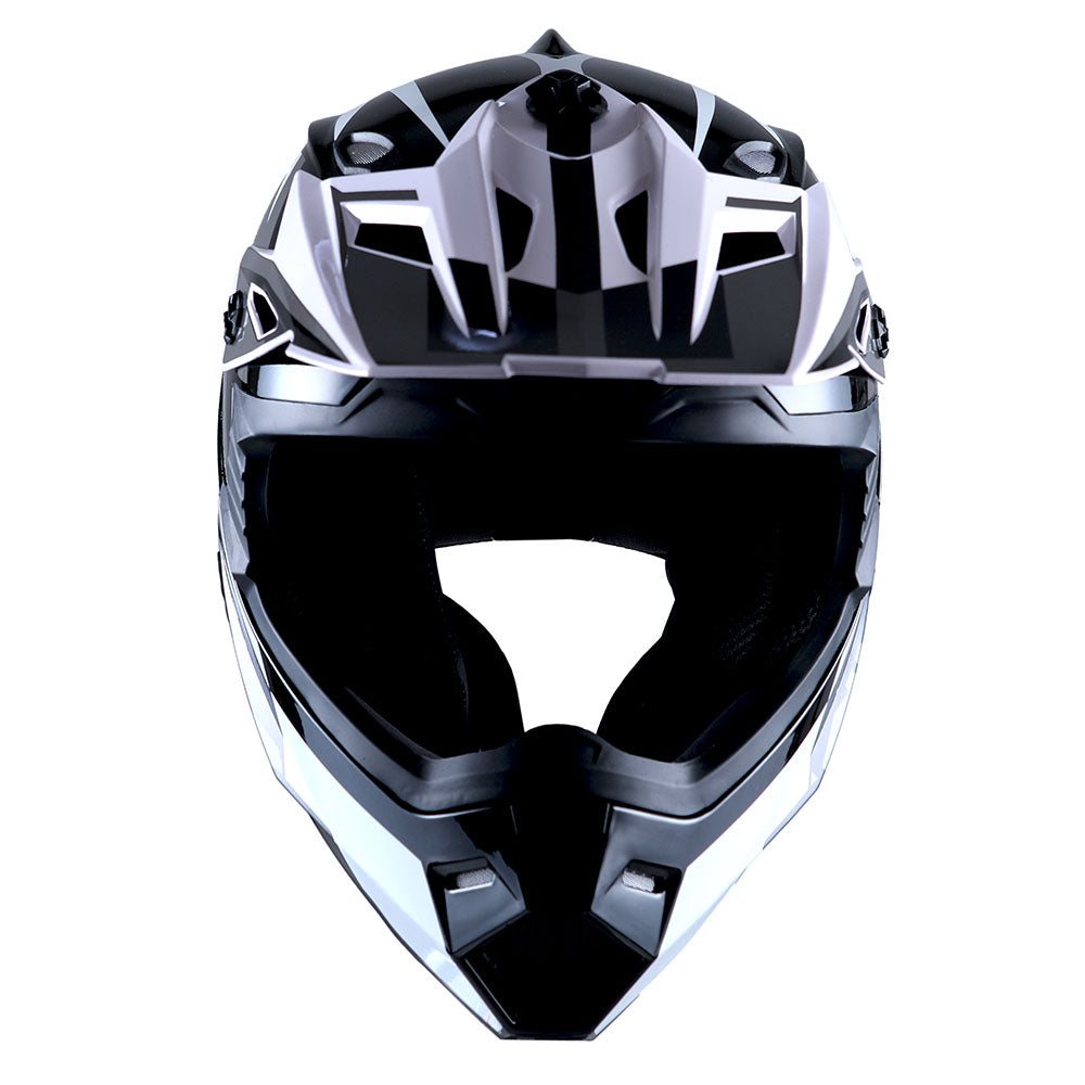 1Storm Youth Motocross Helmet BMX MX Bike Helmet Teenager Racing Style + MX Goggles + MX Skeleton Gloves Bundle: HF801Youth