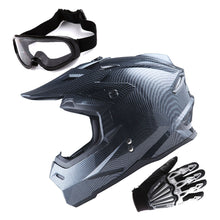 1Storm Adult Motocross Helmet BMX MX ATV Dirt Bike Helmet HF801 Racing Style + Goggles + Skeleton Glove Bundle