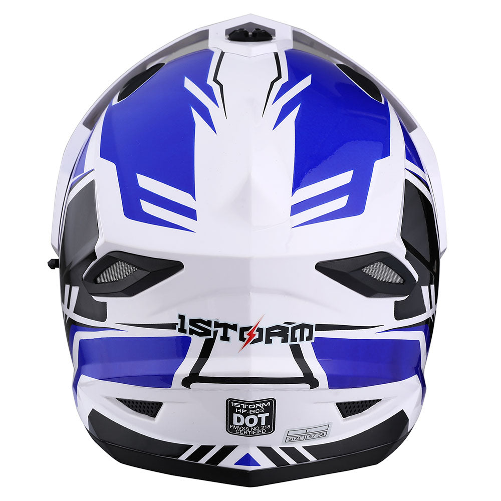 1Storm Dual Sport Motorcycle Motocross Off Road Full Face Helmet Dual Visor HF802 + Motorcycle Bluetooth Headset