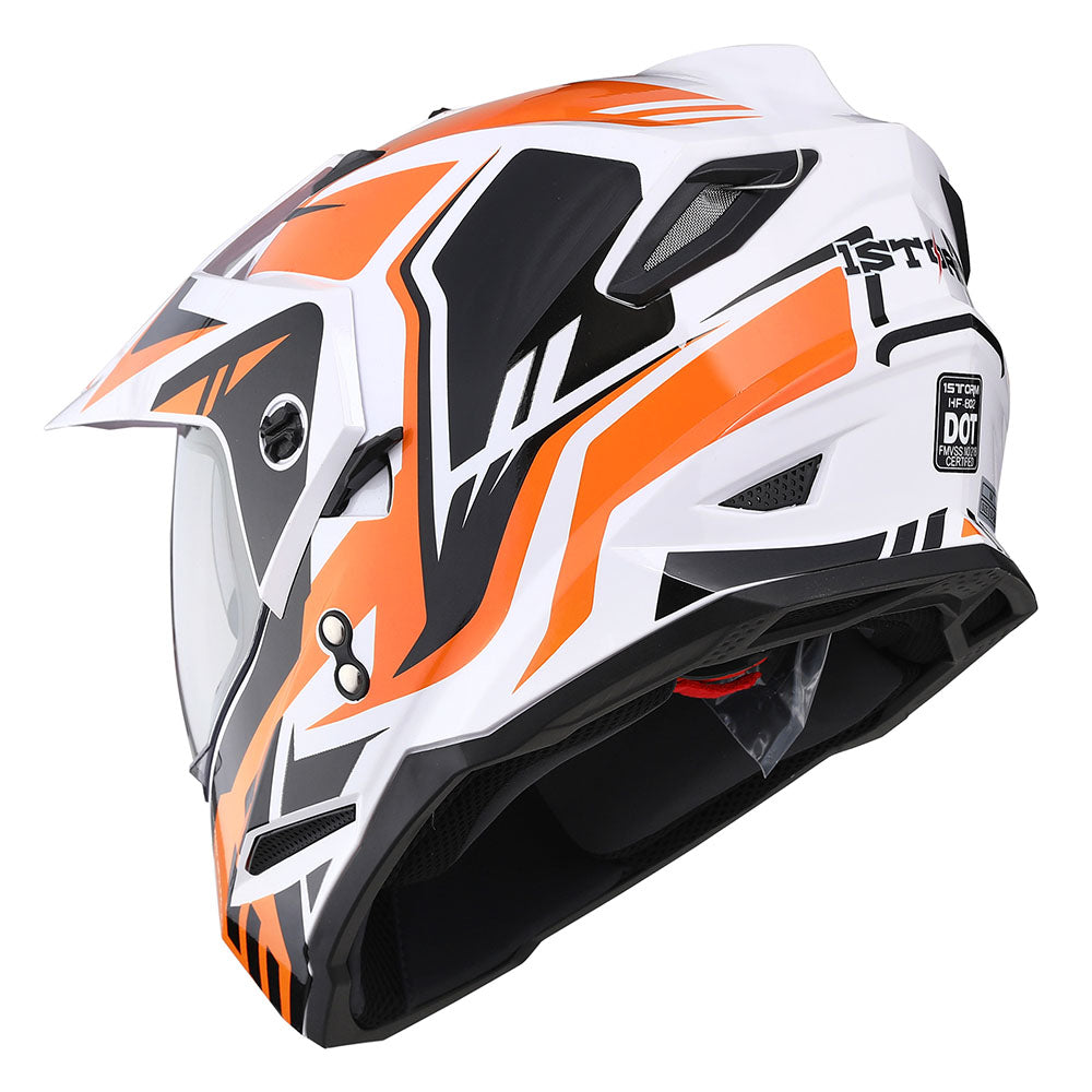 1Storm Dual Sport Motorcycle Motocross Off Road Full Face Helmet Dual Visor HF802 + Motorcycle Bluetooth Headset