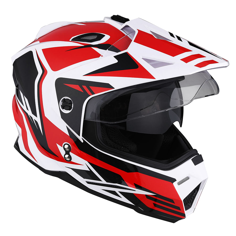 1Storm Dual Sport Motorcycle Motocross Off Road Full Face Helmet Dual Visor HF802 + Motorcycle Bluetooth Headset
