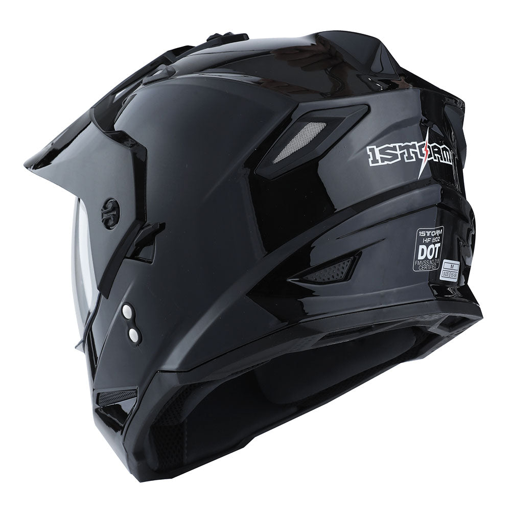 1Storm Dual Sport Motorcycle Motocross Off Road Full Face Helmet Dual Visor HF802 + Motorcycle Bluetooth Headset