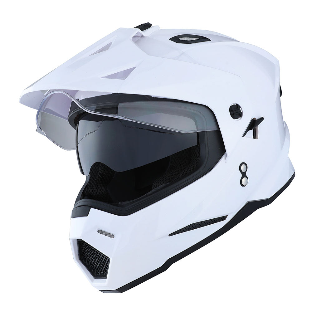 1Storm Dual Sport Motorcycle Motocross Off Road Full Face Helmet Dual Visor HF802 + Motorcycle Bluetooth Headset