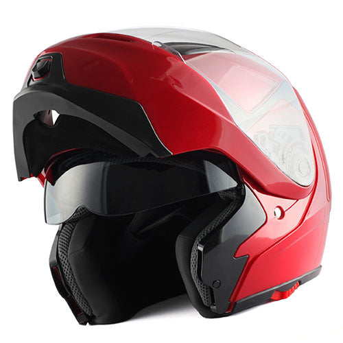 1Storm Motorcycle Street Bike Modular/Flip up Dual Visor/Sun Shield Full Face Helmet: HG339