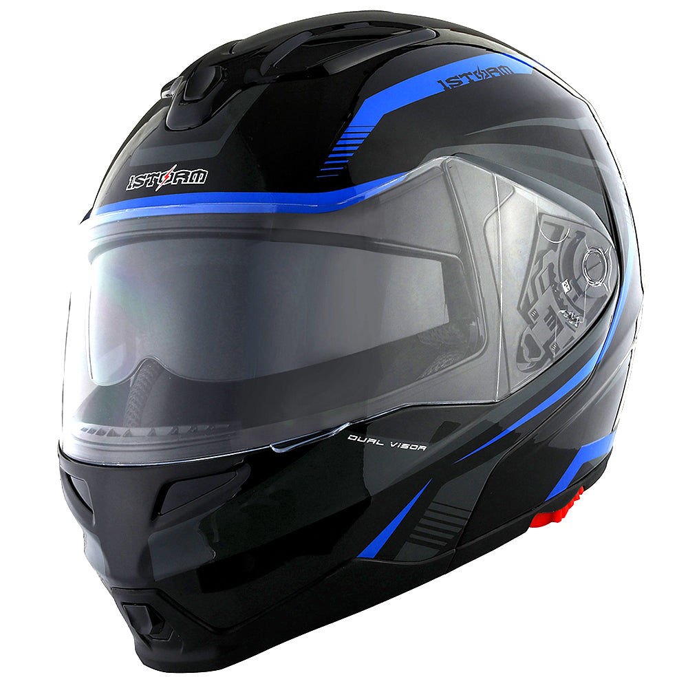1Storm Motorcycle Street Bike Modular/Flip up Dual Visor/Sun Shield Full Face Helmet: HG339