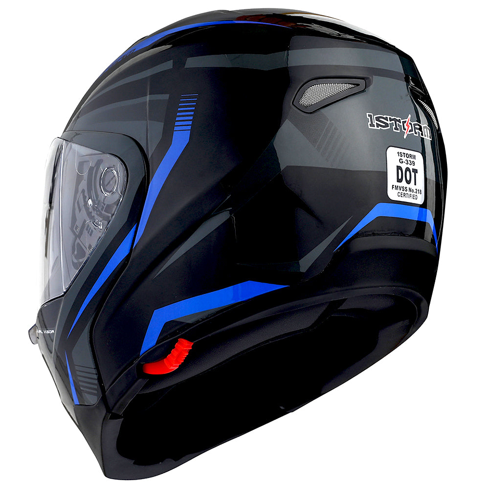 1Storm Motorcycle Street Bike Modular/Flip up Dual Visor/Sun Shield Full Face Helmet: HG339