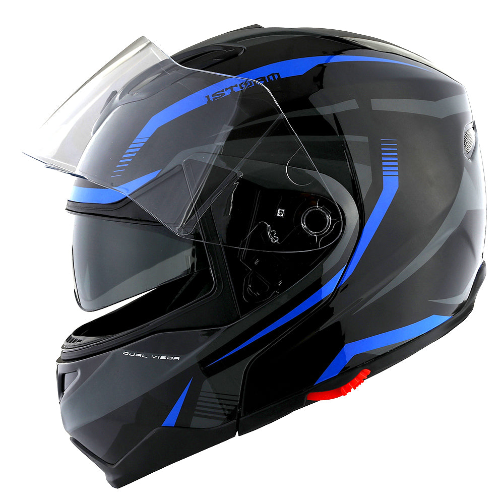 1Storm Motorcycle Street Bike Modular/Flip up Dual Visor/Sun Shield Full Face Helmet: HG339