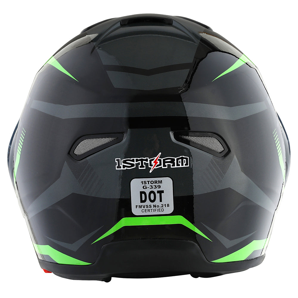 1Storm Motorcycle Street Bike Modular/Flip up Dual Visor/Sun Shield Full Face Helmet: HG339