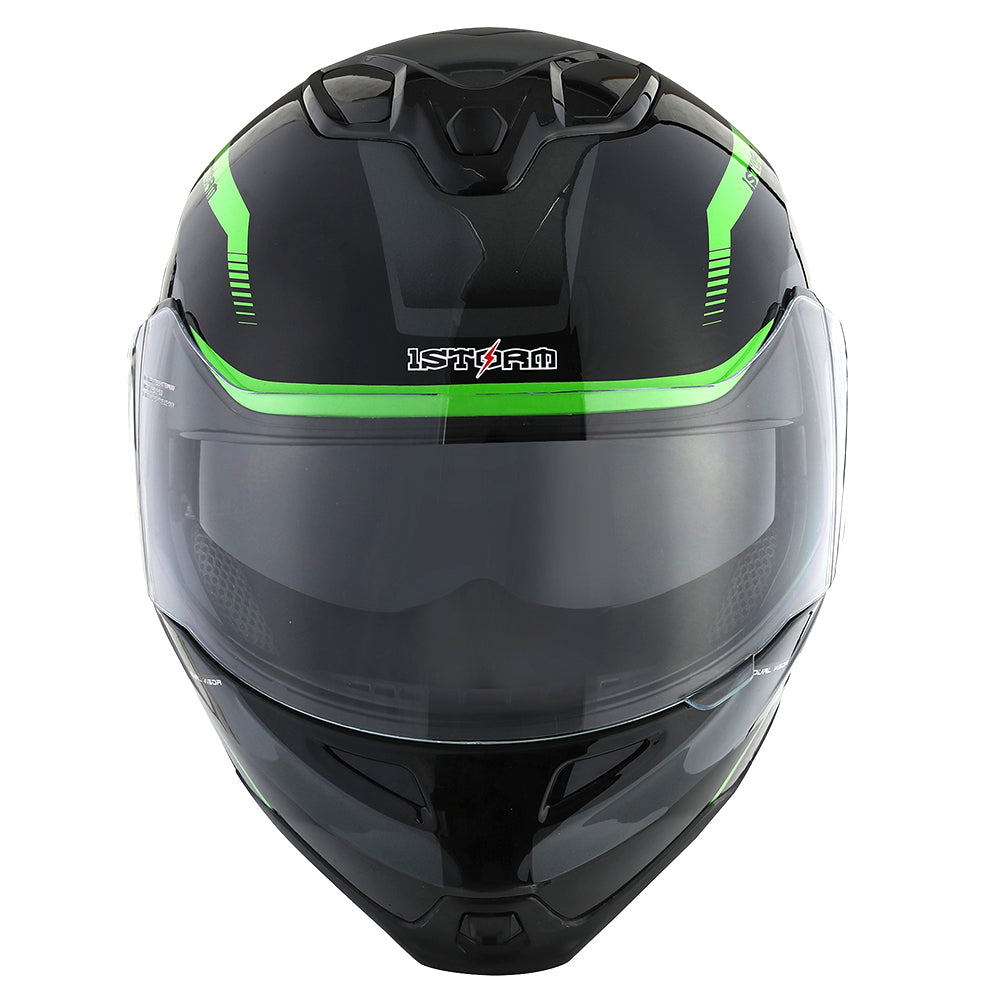 1Storm Motorcycle Street Bike Modular/Flip up Dual Visor/Sun Shield Full Face Helmet: HG339