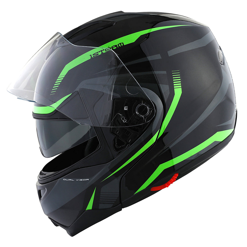 1Storm Motorcycle Street Bike Modular/Flip up Dual Visor/Sun Shield Full Face Helmet: HG339