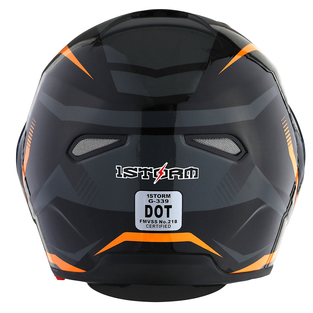 1Storm Motorcycle Street Bike Modular/Flip up Dual Visor/Sun Shield Full Face Helmet: HG339