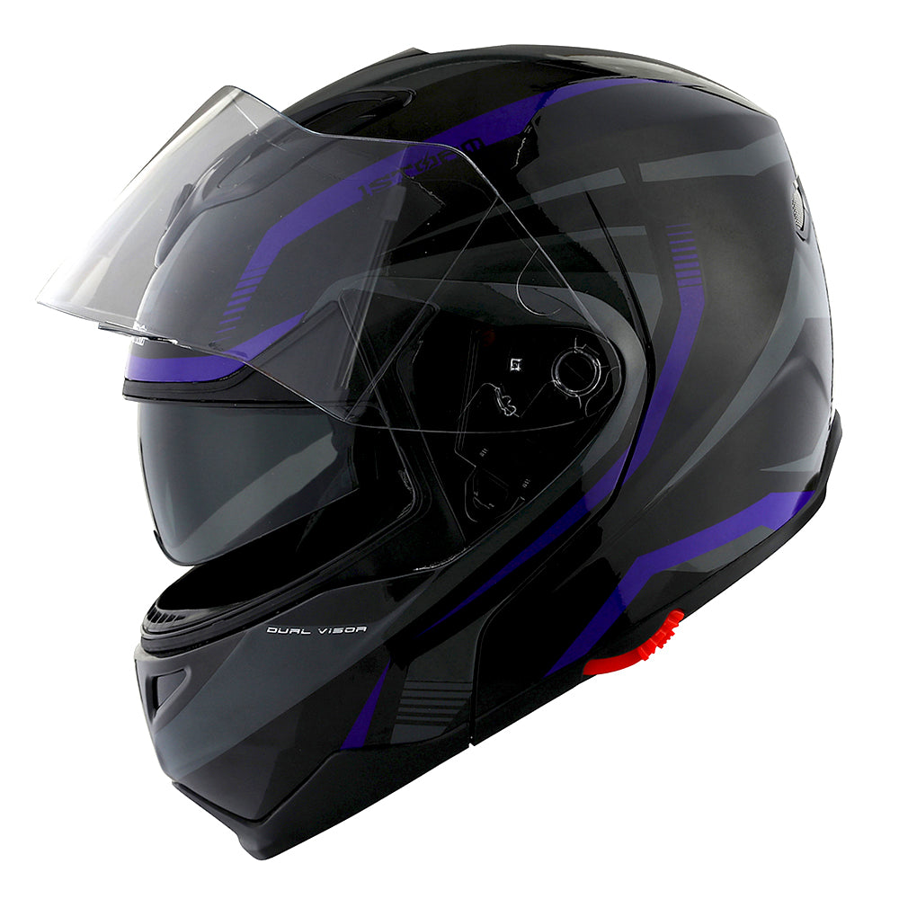1Storm Motorcycle Street Bike Modular/Flip up Dual Visor/Sun Shield Full Face Helmet: HG339