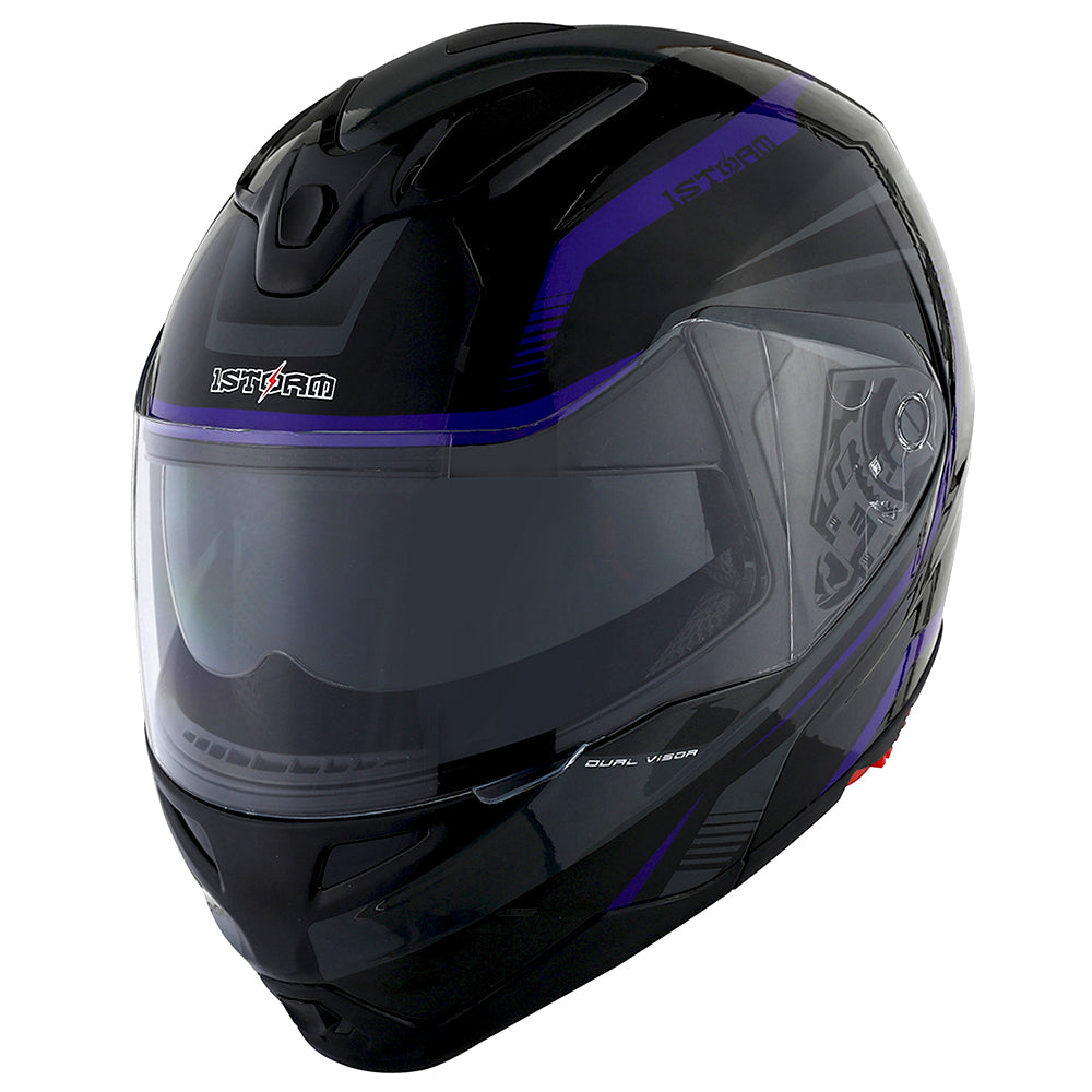 1Storm Motorcycle Street Bike Modular/Flip up Dual Visor/Sun Shield Full Face Helmet: HG339