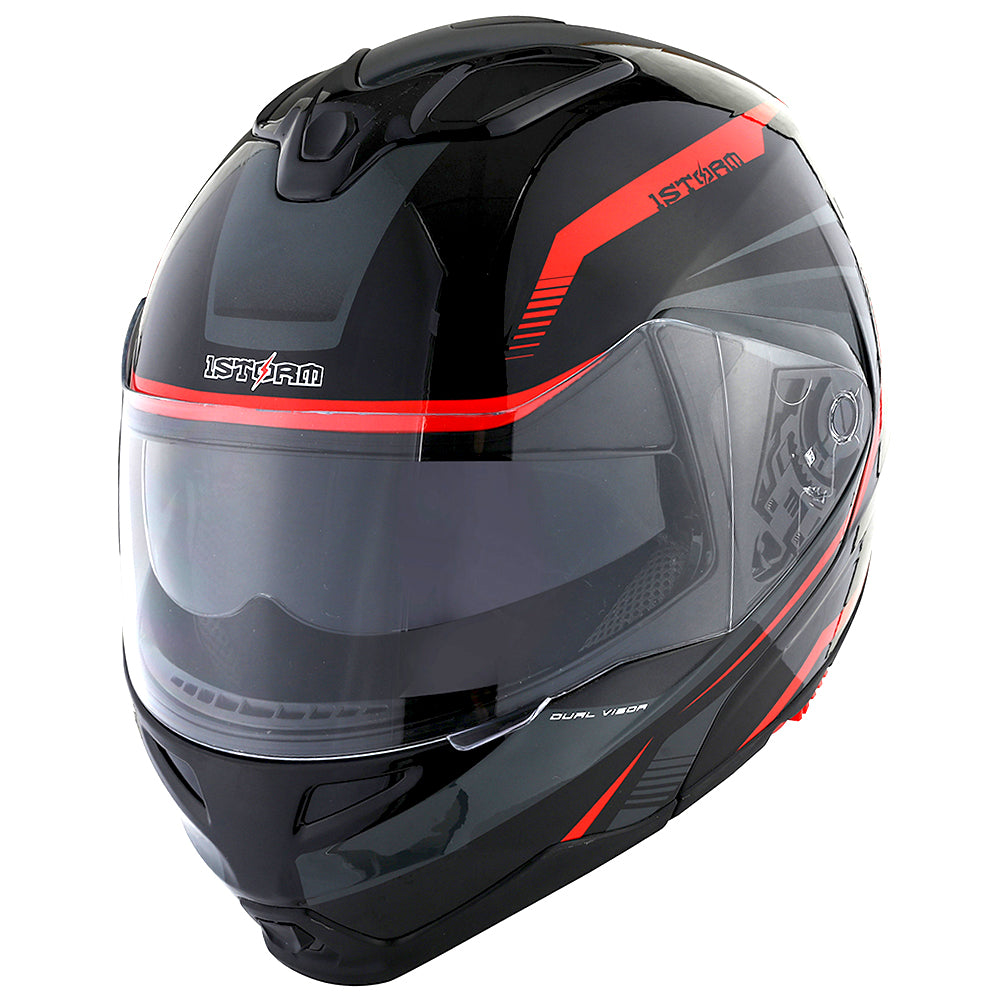 1Storm Motorcycle Street Bike Modular/Flip up Dual Visor/Sun Shield Full Face Helmet: HG339