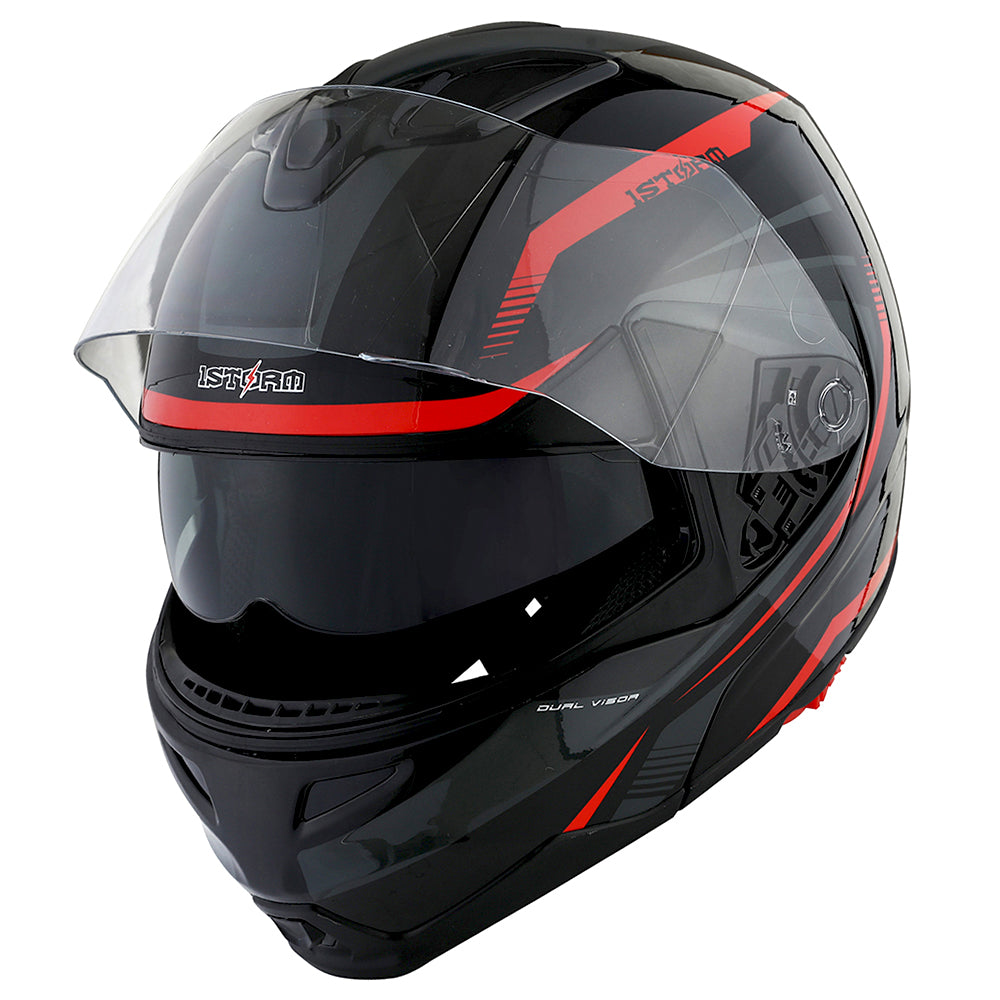 1Storm Motorcycle Street Bike Modular/Flip up Dual Visor/Sun Shield Full Face Helmet: HG339