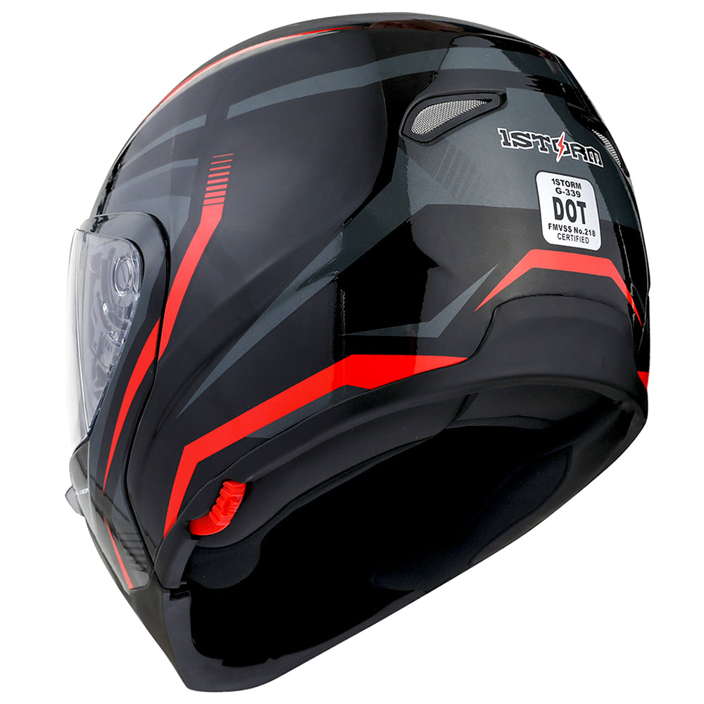 1Storm Motorcycle Street Bike Modular/Flip up Dual Visor/Sun Shield Full Face Helmet: HG339