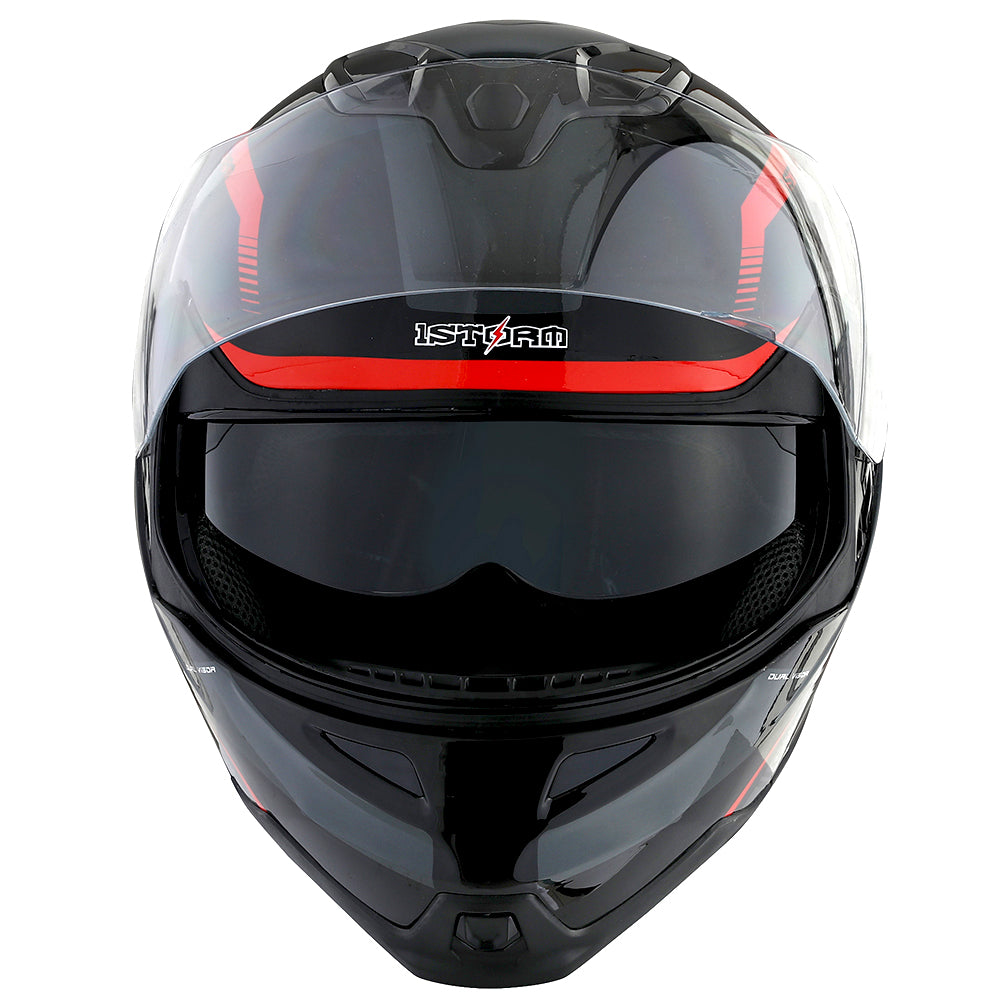 1Storm Motorcycle Street Bike Modular/Flip up Dual Visor/Sun Shield Full Face Helmet: HG339