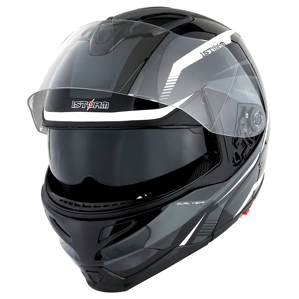 1Storm Motorcycle Street Bike Modular/Flip up Dual Visor/Sun Shield Full Face Helmet: HG339