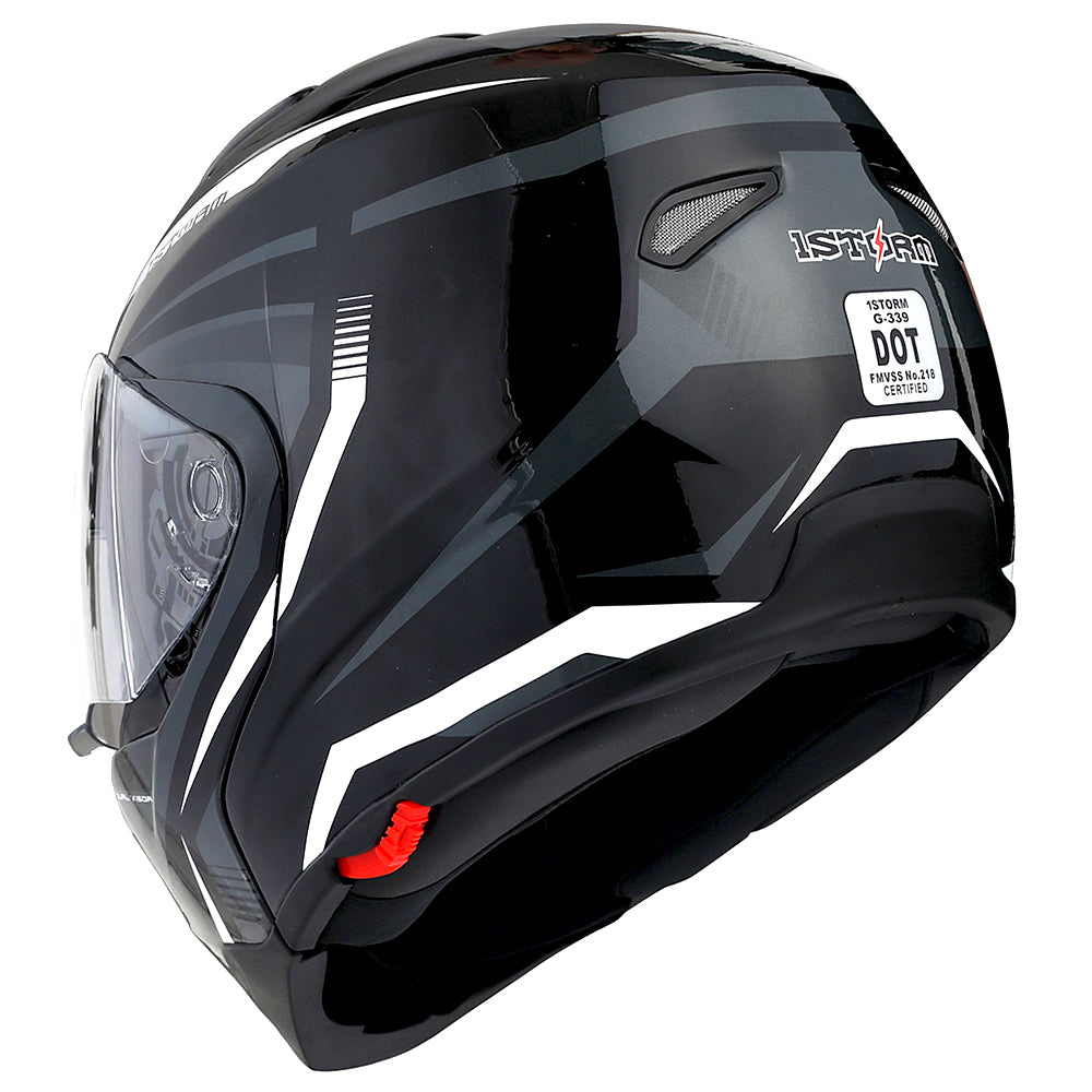 1Storm Motorcycle Street Bike Modular/Flip up Dual Visor/Sun Shield Full Face Helmet: HG339