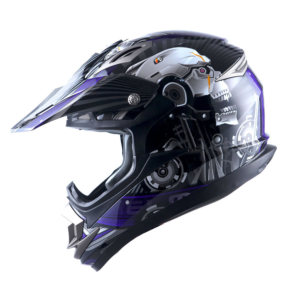 1Storm Adult Motocross Helmet Off Road MX BMX ATV Dirt Bike Mechanic: HGXP14B Skull Green / S(55-56 cm 21.7/22.0 Inch )