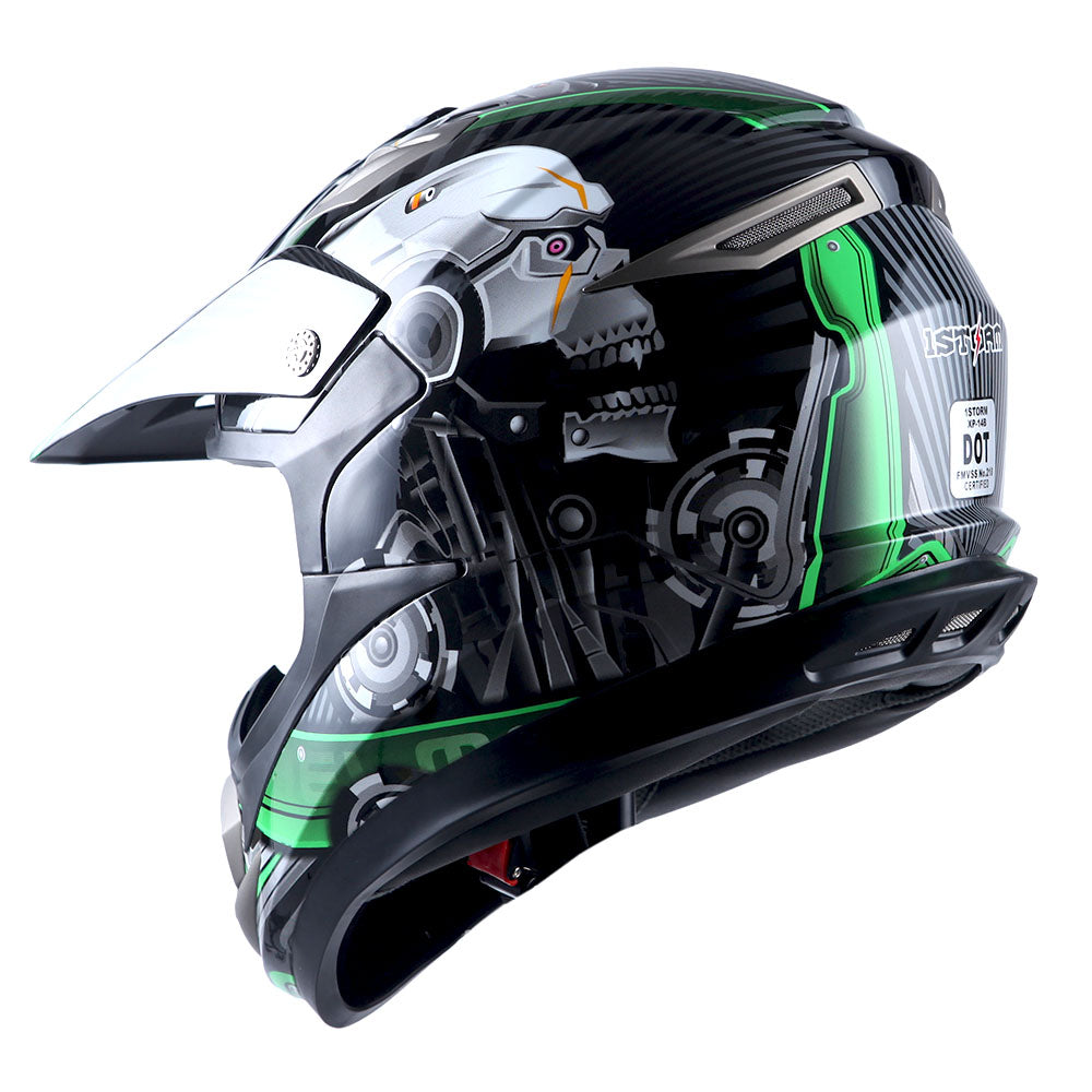 1Storm Adult Motocross Helmet Off Road MX BMX ATV Dirt Bike Mechanic: HGXP14B